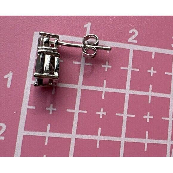 Cushion Cut 2.3ct Green Sapphire & Diamond .925 Silver Stud Earrings Lab Created - Picture 14 of 16